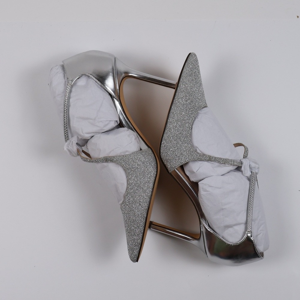 Nina Heels Neoma-VG Silver Glitter Metallic 8 M NWT - Picture 3 of 5